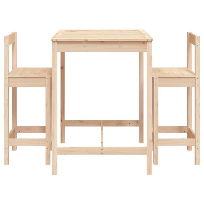 Ensemble de bar de jardin 3 pcs bois de pin massif - Photo n°4