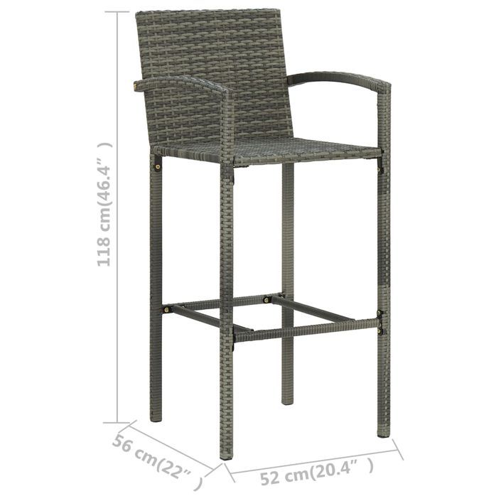 Ensemble de bar de jardin 3 pcs Gris 5 - Photo n°8