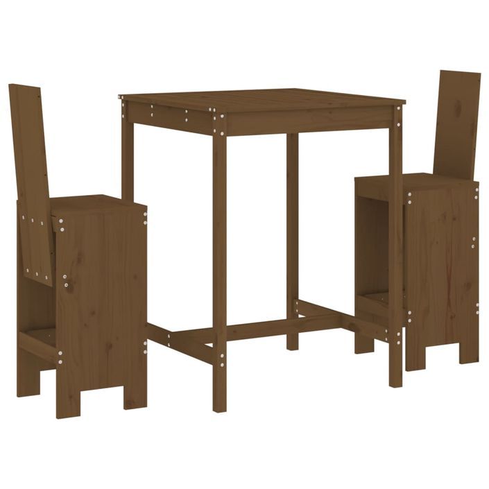 Ensemble de bar de jardin 3 pcs marron miel bois pin massif - Photo n°1