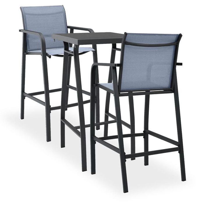 Ensemble de bar de jardin 3 pcs Noir et gris - Photo n°1