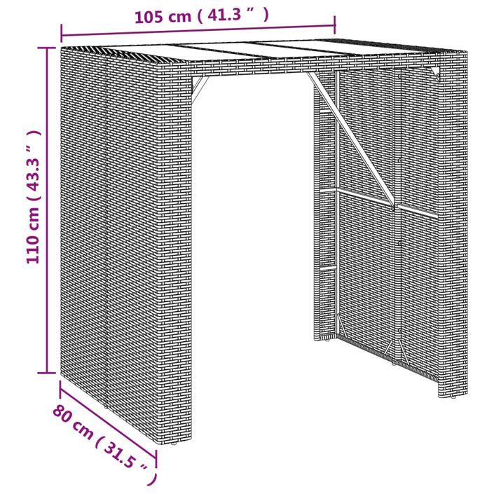 Ensemble de bar de jardin 5 pcs avec coussins gris poly rotin - Photo n°7