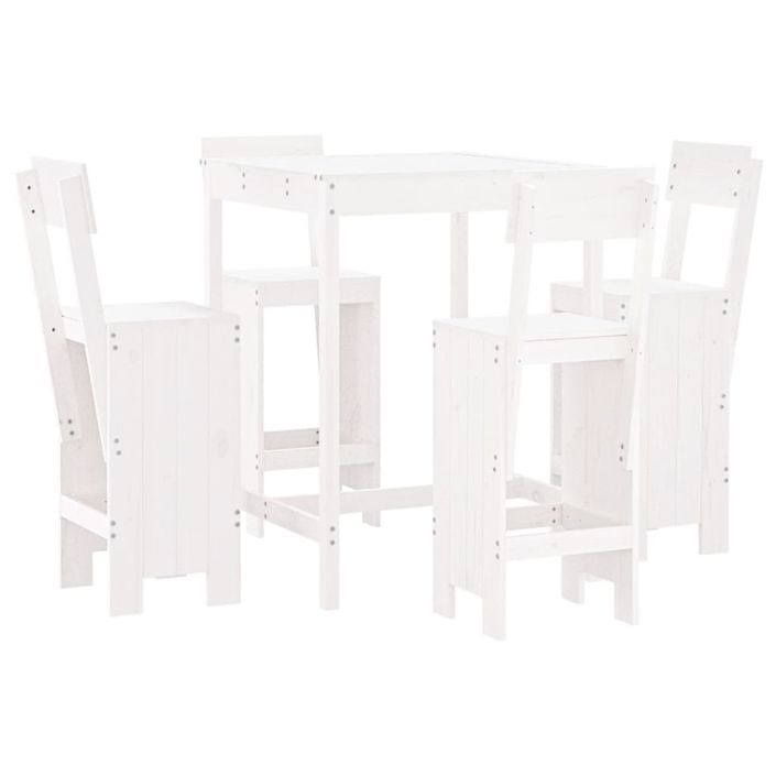 Ensemble de bar de jardin 5 pcs blanc bois massif de pin - Photo n°1