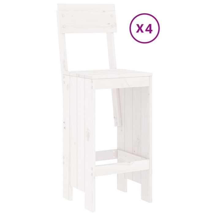 Ensemble de bar de jardin 5 pcs blanc bois massif de pin - Photo n°3