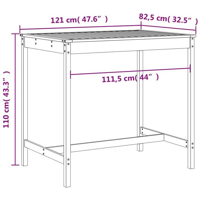 Ensemble de bar de jardin 5 pcs blanc bois massif de pin - Photo n°9