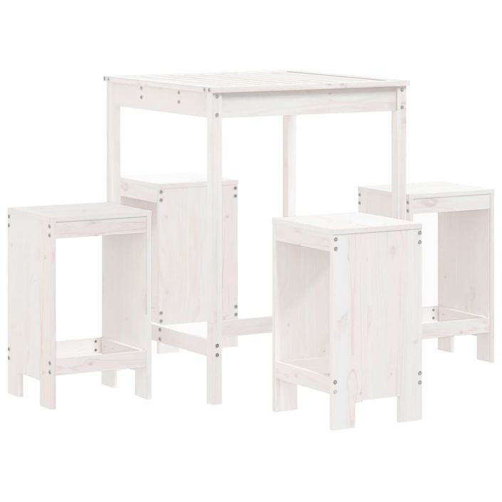 Ensemble de bar de jardin 5 pcs blanc bois massif de pin - Photo n°1