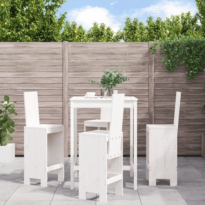 Ensemble de bar de jardin 5 pcs blanc bois massif de pin - Photo n°2