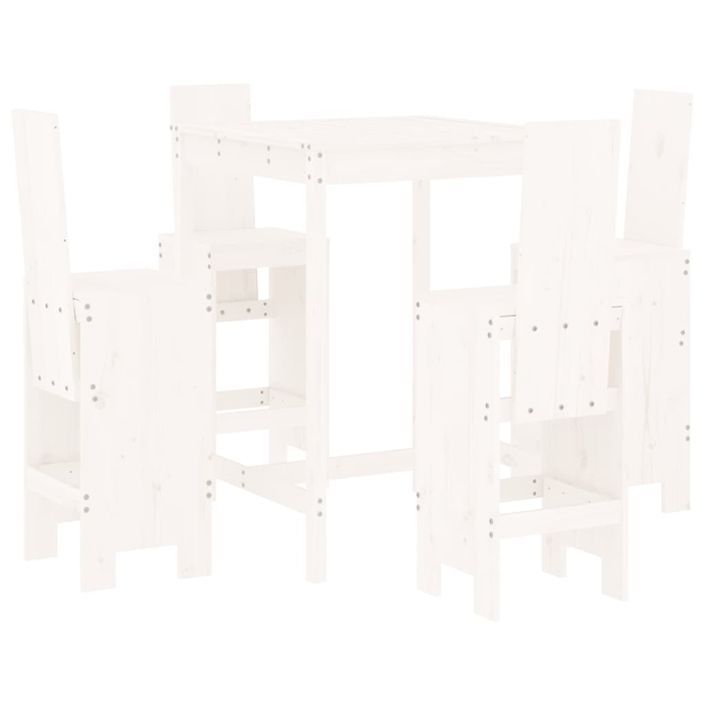 Ensemble de bar de jardin 5 pcs blanc bois massif de pin - Photo n°1