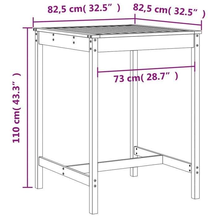 Ensemble de bar de jardin 5 pcs blanc bois massif de pin - Photo n°9