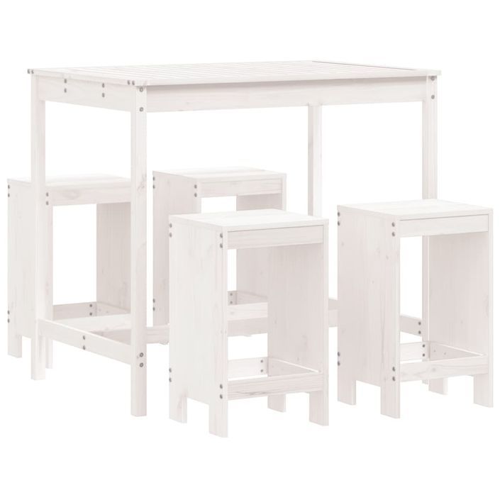 Ensemble de bar de jardin 5 pcs blanc bois massif de pin - Photo n°1