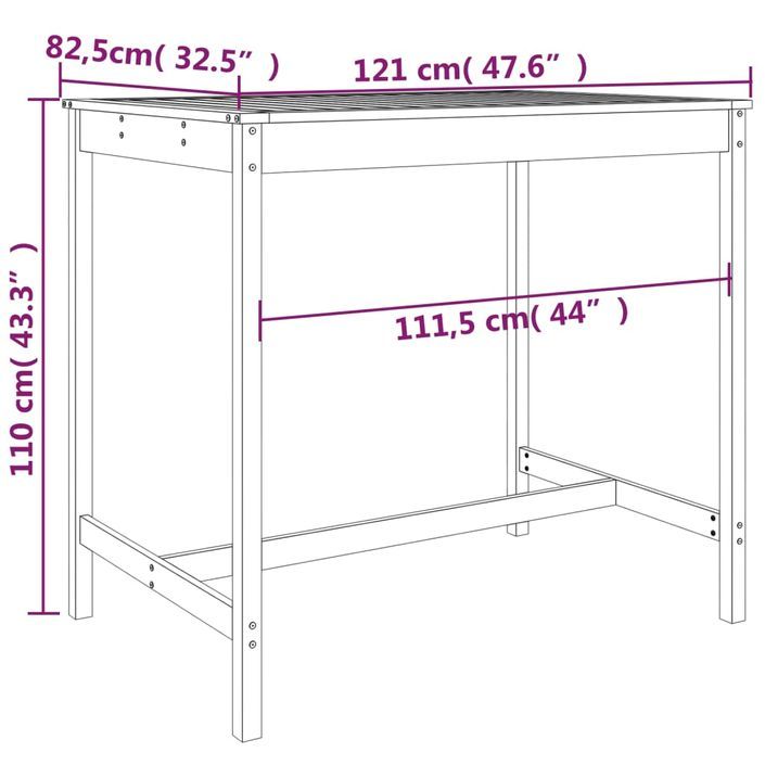 Ensemble de bar de jardin 5 pcs blanc bois massif de pin - Photo n°9