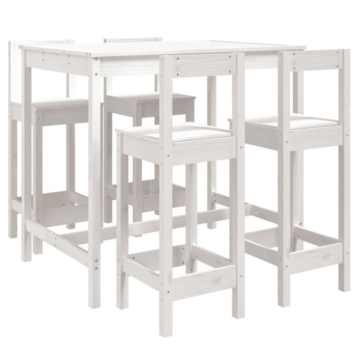 Ensemble de bar de jardin 5 pcs blanc bois massif de pin - Photo n°1