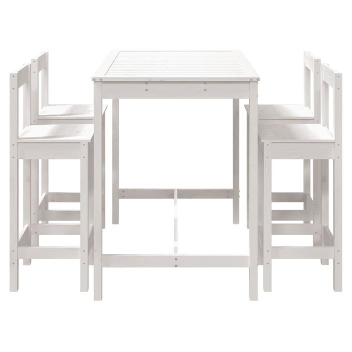 Ensemble de bar de jardin 5 pcs blanc bois massif de pin - Photo n°5