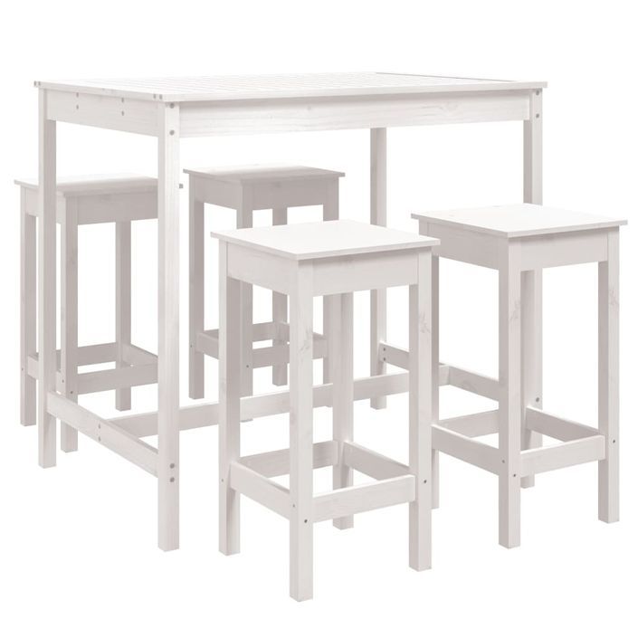 Ensemble de bar de jardin 5 pcs blanc bois massif de pin - Photo n°1