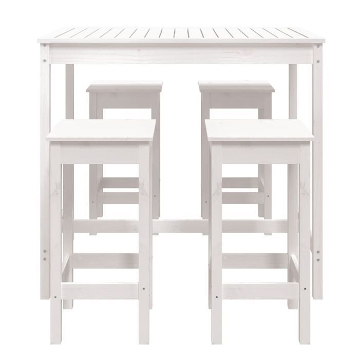 Ensemble de bar de jardin 5 pcs blanc bois massif de pin - Photo n°4