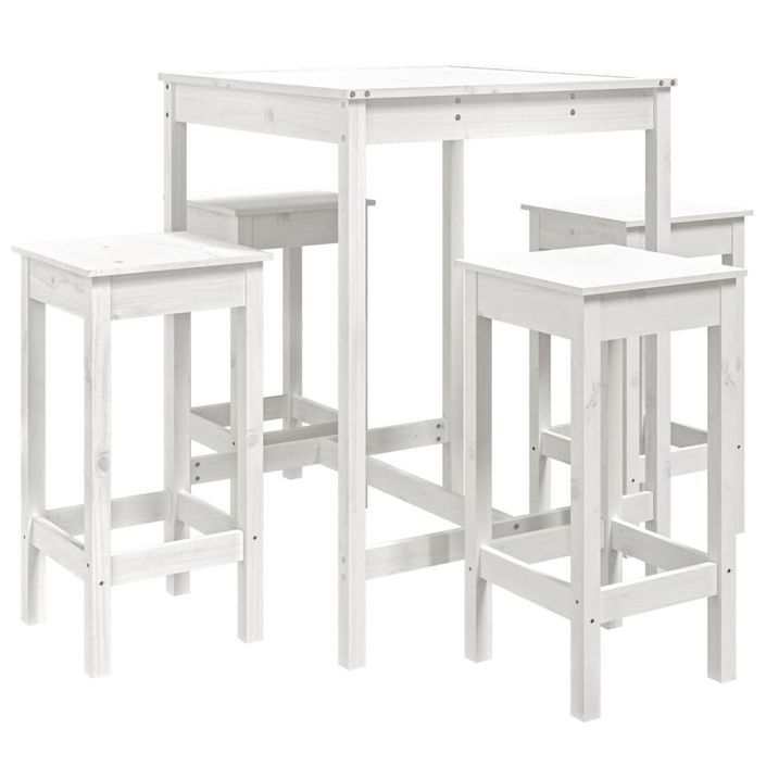 Ensemble de bar de jardin 5 pcs blanc bois massif de pin - Photo n°1