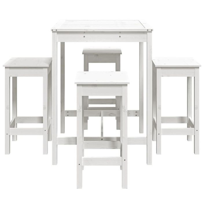 Ensemble de bar de jardin 5 pcs blanc bois massif de pin - Photo n°5