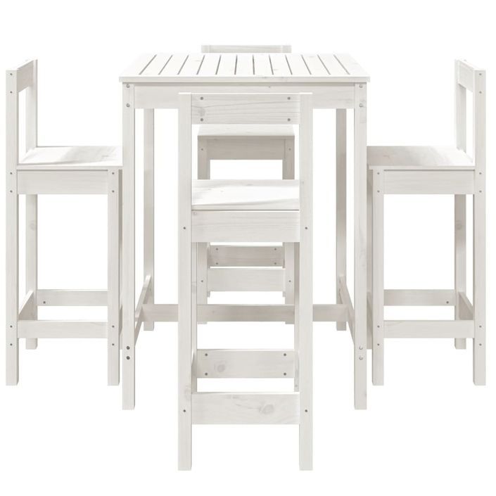 Ensemble de bar de jardin 5 pcs blanc bois massif de pin - Photo n°4