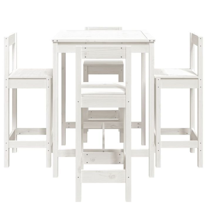 Ensemble de bar de jardin 5 pcs blanc bois massif de pin - Photo n°5