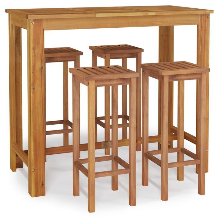 Ensemble de bar de jardin 5 pcs bois d'acacia solide - Photo n°1