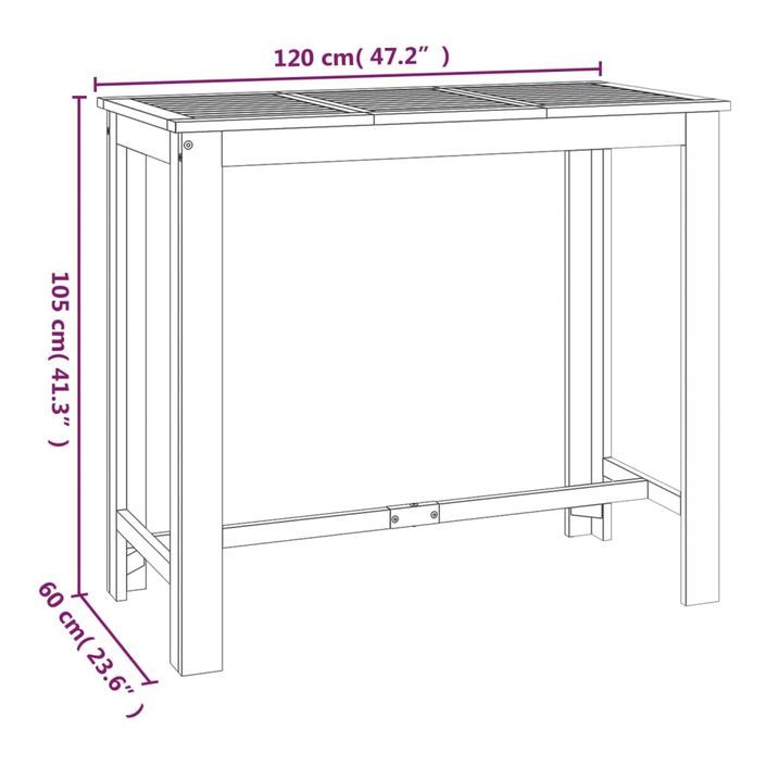 Ensemble de bar de jardin 5 pcs bois d'acacia solide - Photo n°9