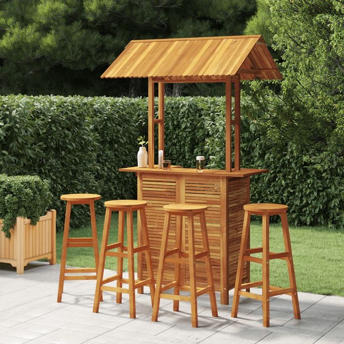 Ensemble de bar de jardin 5 pcs Bois d'acacia solide - Photo n°1