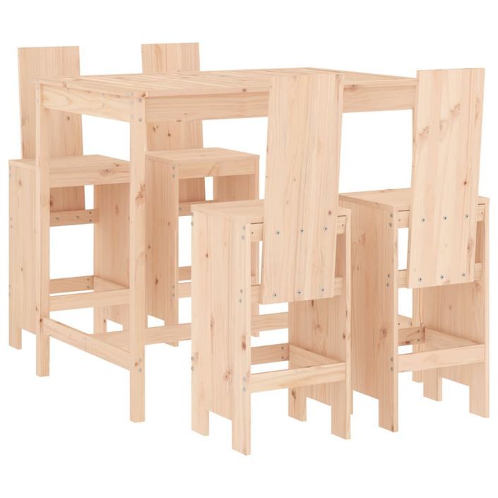 Ensemble de bar de jardin 5 pcs bois de pin massif - Photo n°1