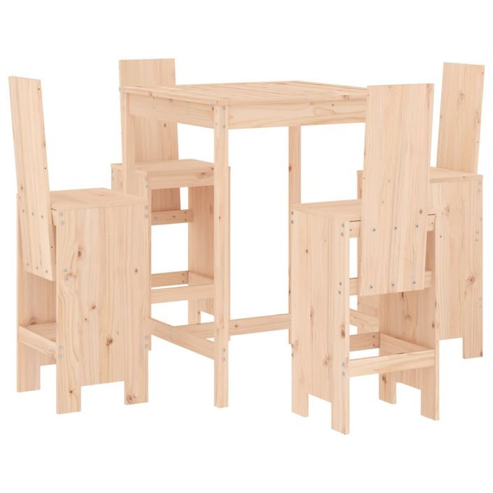 Ensemble de bar de jardin 5 pcs bois de pin massif - Photo n°1