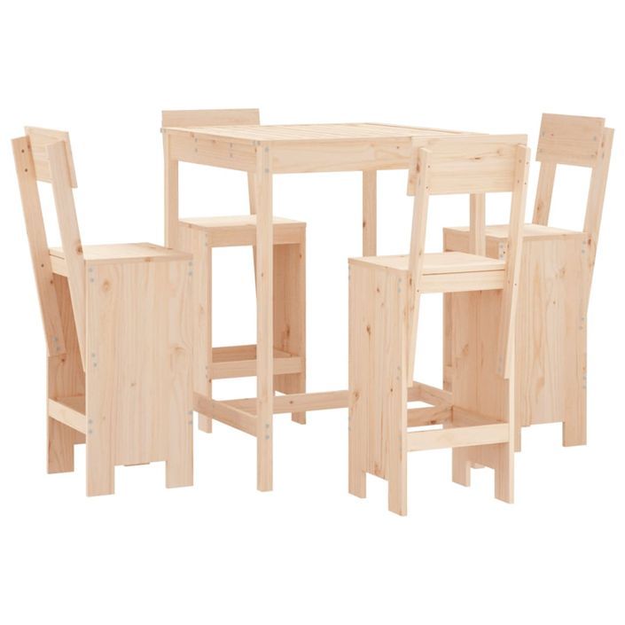 Ensemble de bar de jardin 5 pcs bois de pin massif - Photo n°1