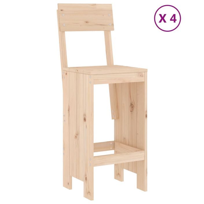 Ensemble de bar de jardin 5 pcs bois de pin massif - Photo n°3