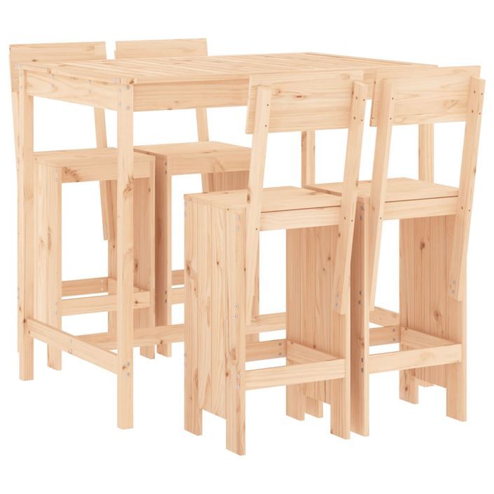 Ensemble de bar de jardin 5 pcs bois de pin massif - Photo n°1