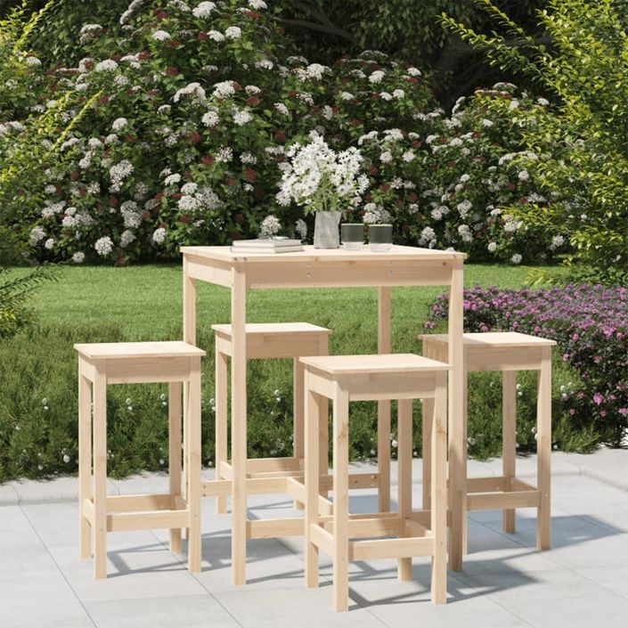 Ensemble de bar de jardin 5 pcs bois de pin massif - Photo n°2