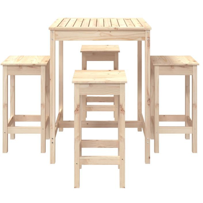 Ensemble de bar de jardin 5 pcs bois de pin massif - Photo n°4