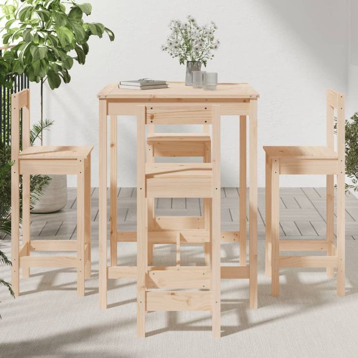 Ensemble de bar de jardin 5 pcs bois de pin massif - Photo n°3