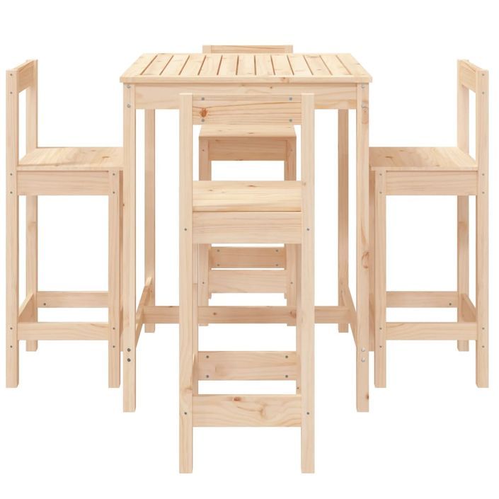 Ensemble de bar de jardin 5 pcs bois de pin massif - Photo n°4