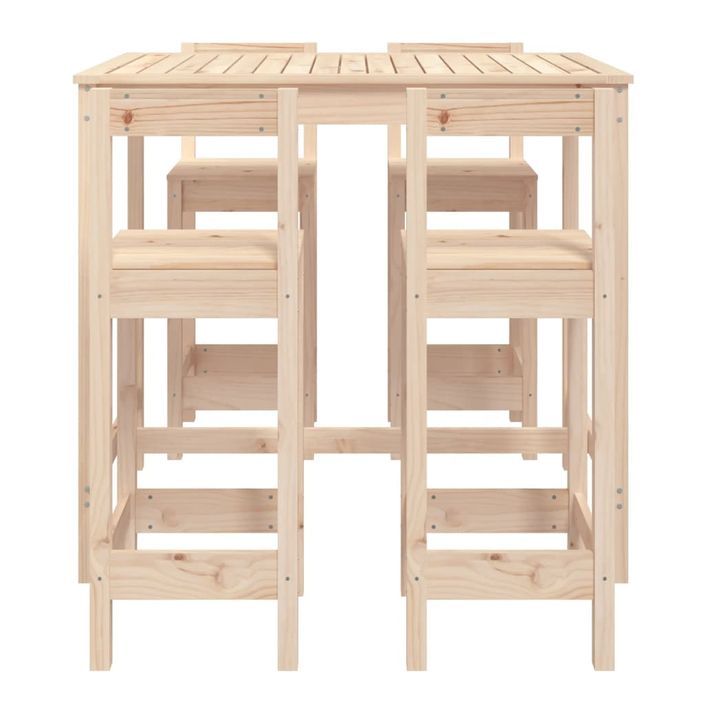 Ensemble de bar de jardin 5 pcs bois de pin massif - Photo n°4