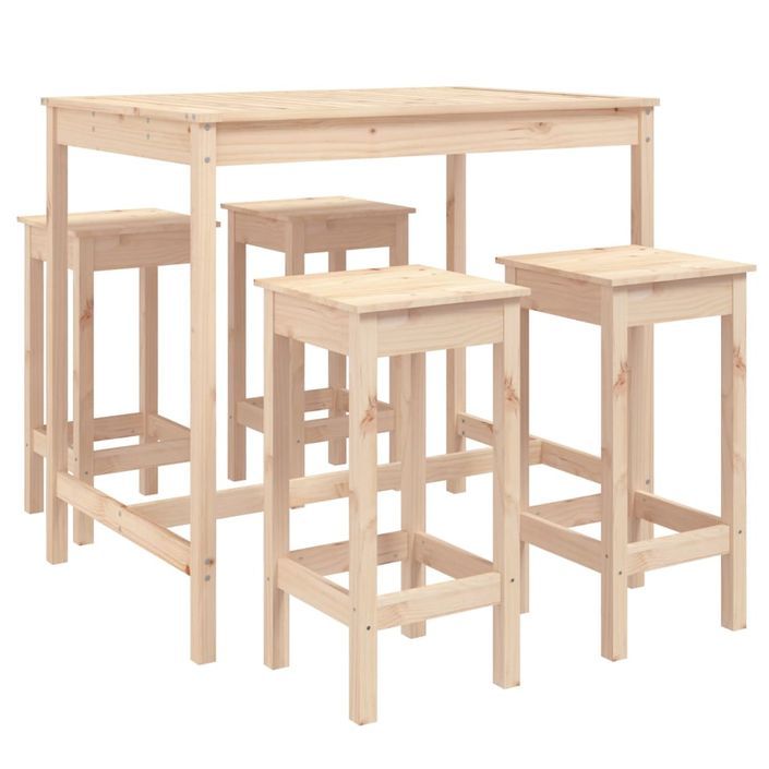 Ensemble de bar de jardin 5 pcs bois de pin massif - Photo n°1