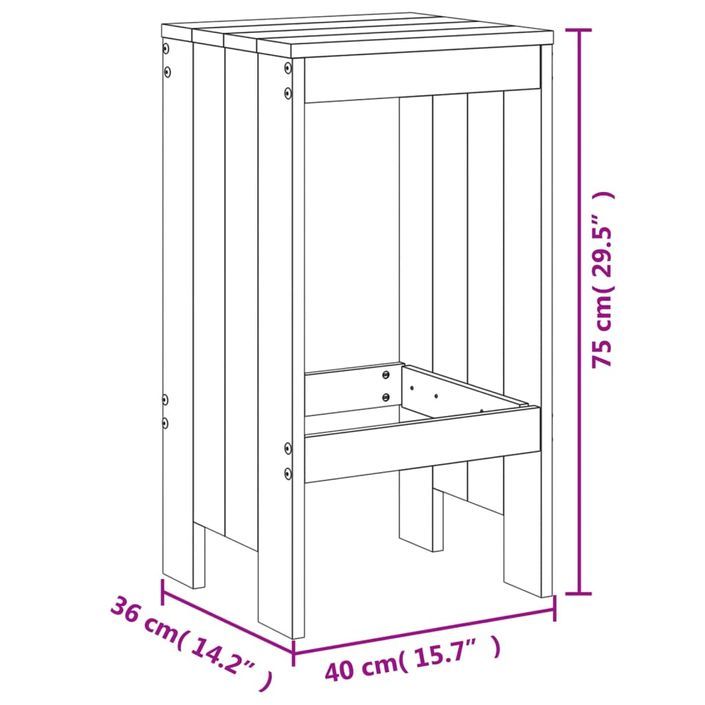 Ensemble de bar de jardin 5 pcs gris bois de pin massif - Photo n°10