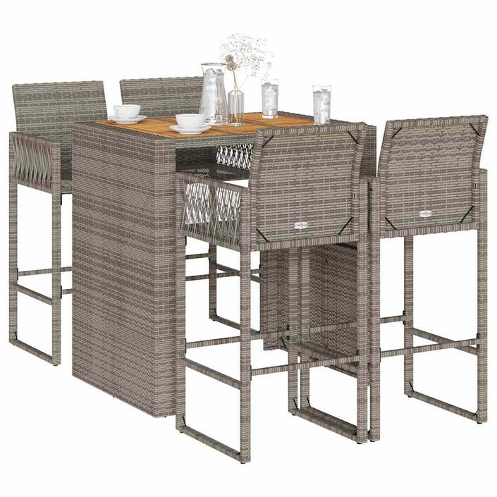 Ensemble de bar de jardin 5 pcs sans coussins gris poly rotin - Photo n°1