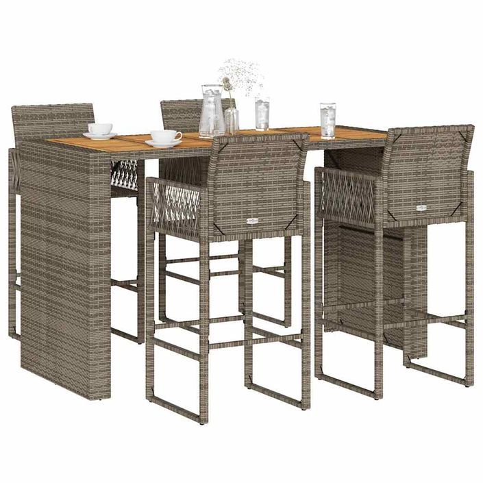 Ensemble de bar de jardin 5 pcs sans coussins gris poly rotin - Photo n°1