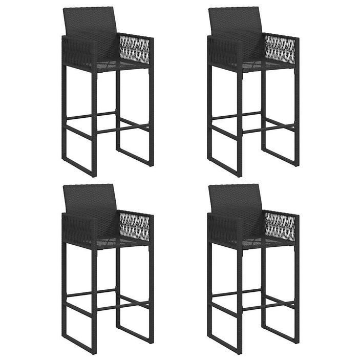 Ensemble de bar de jardin 5 pcs sans coussins noir poly rotin - Photo n°4