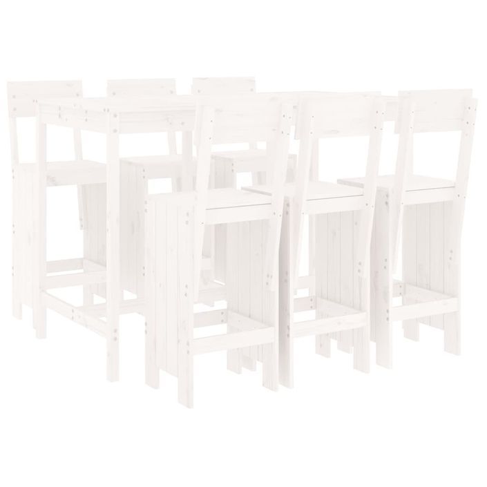 Ensemble de bar de jardin 7 pcs blanc bois de pin massif - Photo n°1