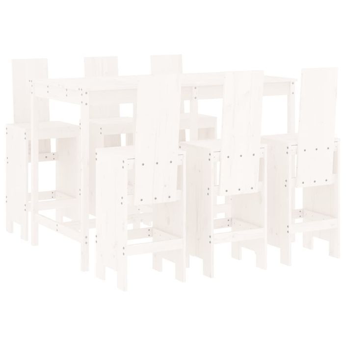 Ensemble de bar de jardin 7 pcs blanc bois de pin massif - Photo n°1