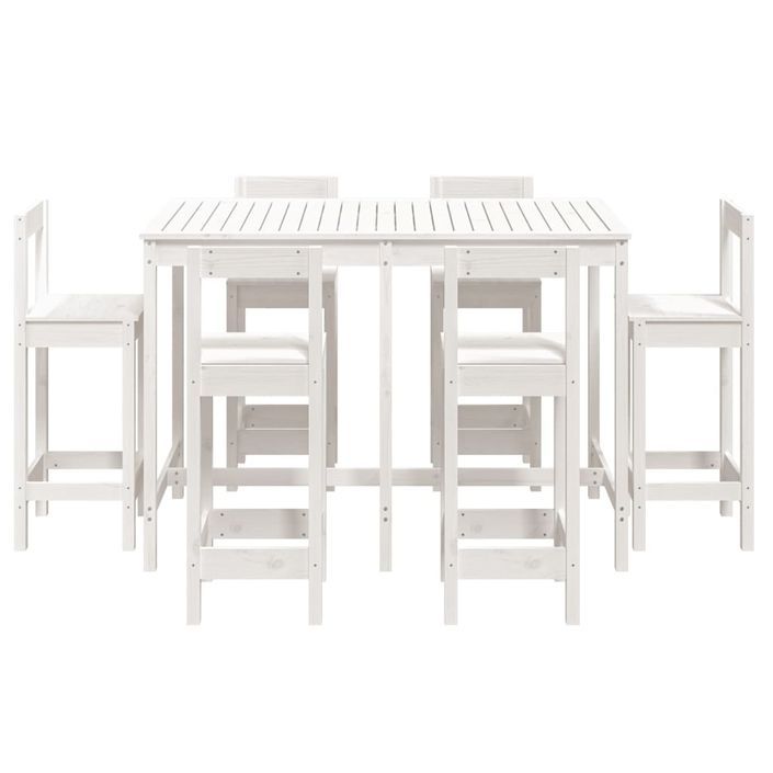 Ensemble de bar de jardin 7 pcs blanc bois de pin massif - Photo n°4