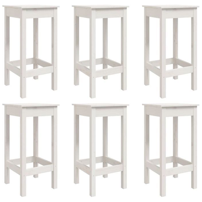 Ensemble de bar de jardin 7 pcs blanc bois de pin massif - Photo n°6