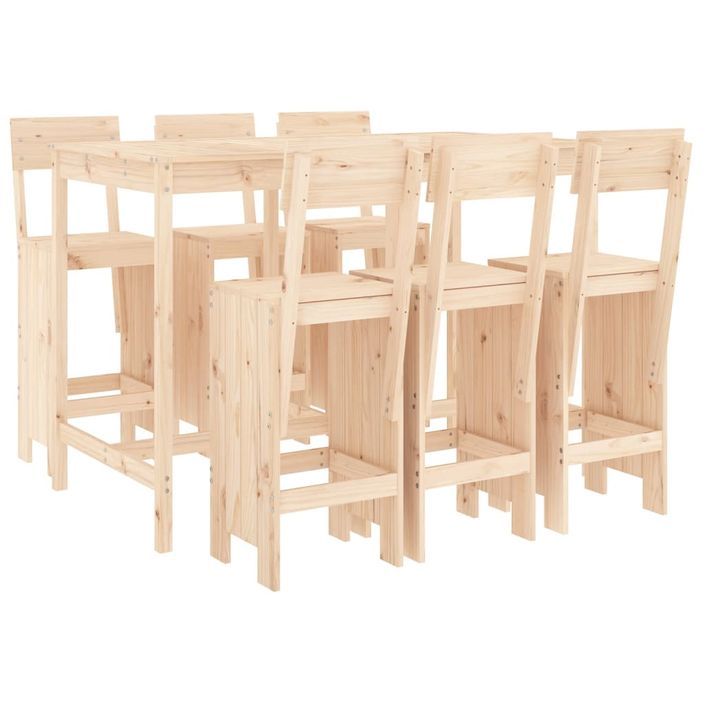 Ensemble de bar de jardin 7 pcs Bois de pin massif - Photo n°1