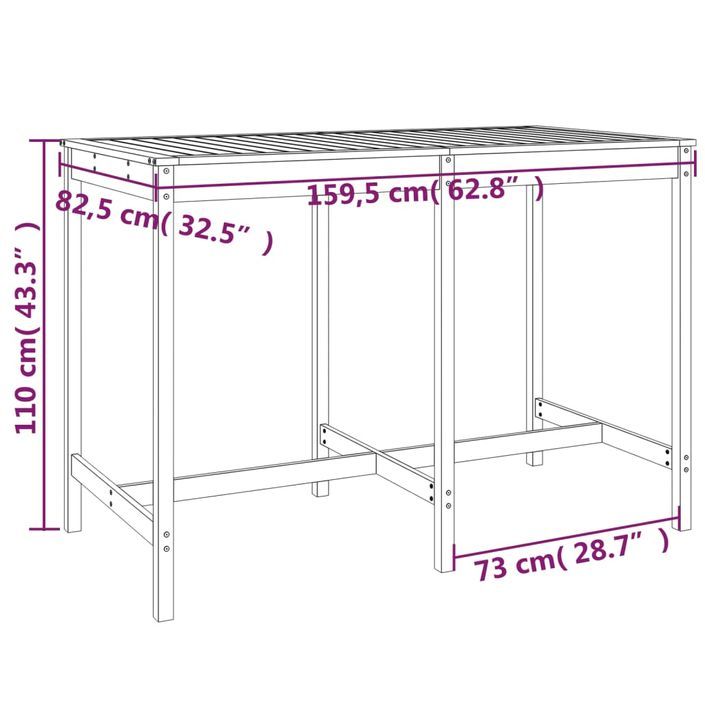 Ensemble de bar de jardin 7 pcs Bois de pin massif - Photo n°9