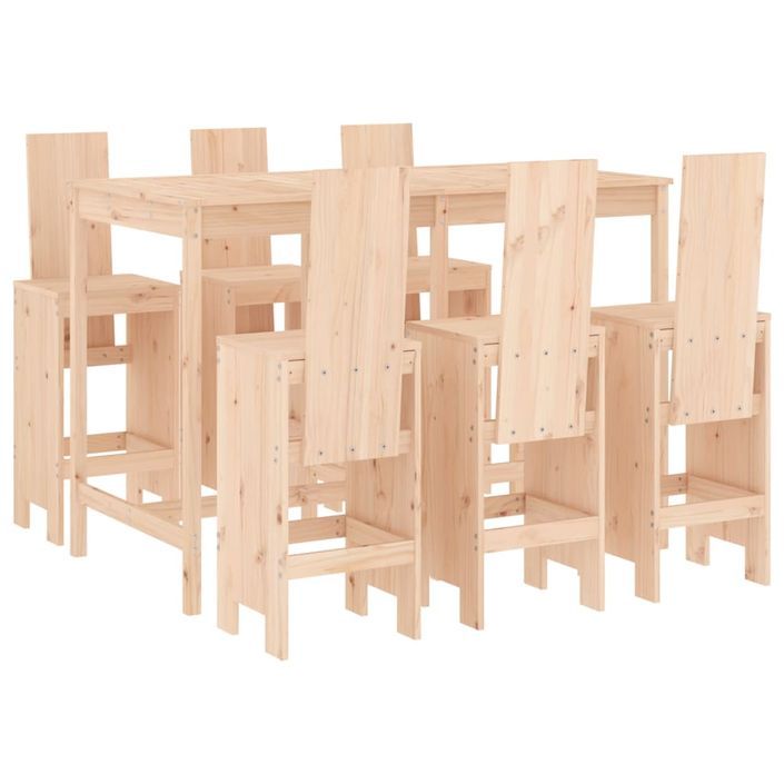 Ensemble de bar de jardin 7 pcs Bois de pin massif - Photo n°1