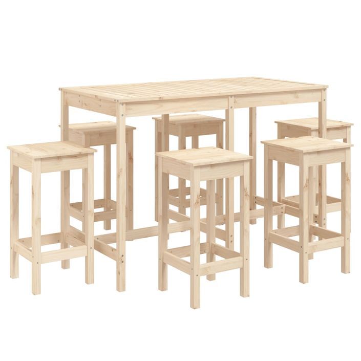 Ensemble de bar de jardin 7 pcs Bois de pin massif - Photo n°1