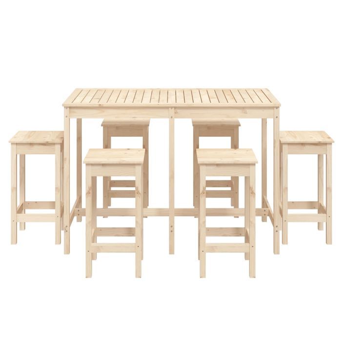 Ensemble de bar de jardin 7 pcs Bois de pin massif - Photo n°4