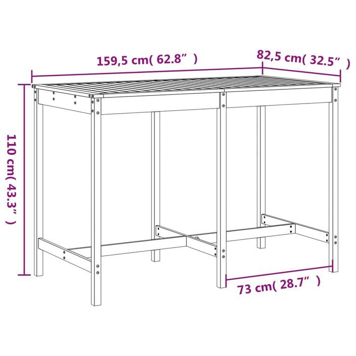 Ensemble de bar de jardin 7 pcs gris bois de pin massif - Photo n°9